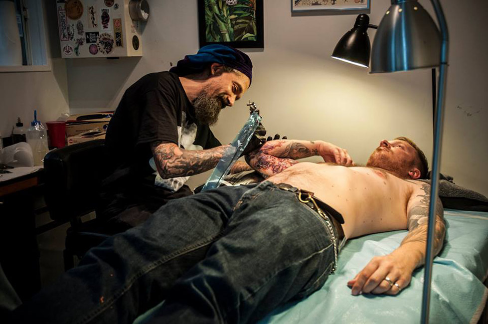 Jean 'Turf One' Labourdette - Artist Being Tattooed by Filip Leu