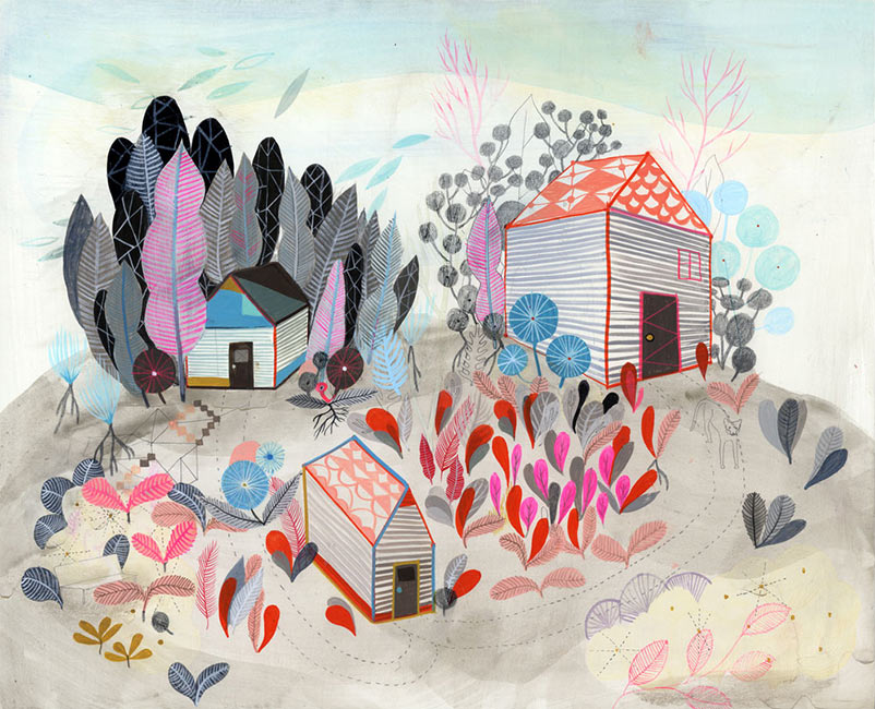 Betsy Walton - Three Houses in the Field