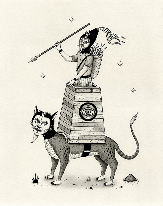 Jon MacNair - Armed Warrior Atop Large Cat