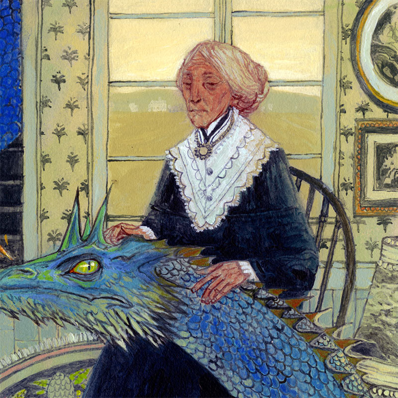Danny Schwartz - Madame Henderson and Her Enormous Blue Fire Wyrm (Detail 1)